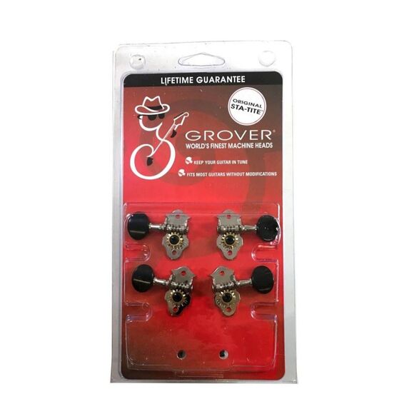 Grover Sta-Tite Geared Ukulele Tuning Pegs Black Buttons NEW never used - Picture 1 of 6